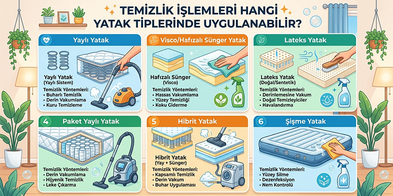 yatak yıkama hizmeti verilen yatak türleri yatak yıkama işlemleri yapılan yatak türleri